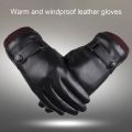 2022 New Style men winter removable anti-slip thick touchable faux leather gloves.