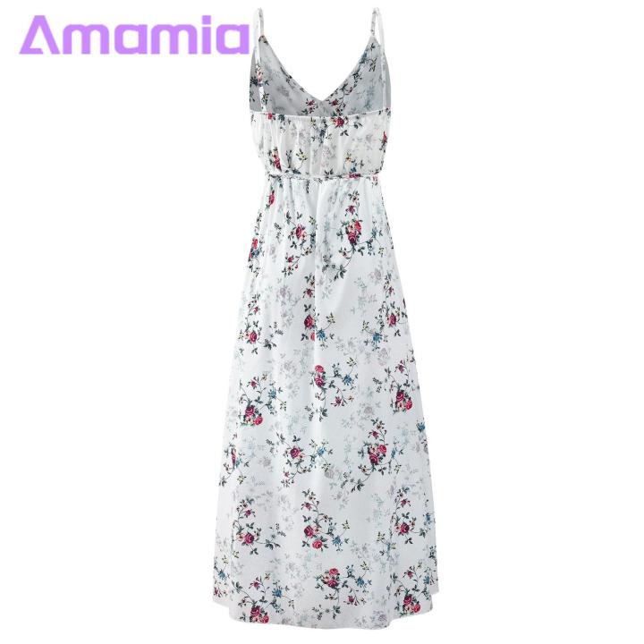 Amamia%20Party%20Dress%20Deep%20V%20Neck%20Floral%20Print%20Waist%20Tight%20Slit%20Hem%20Dress%20-%20Image%209