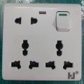 8-pin Multi socket double 3 pin & 2 pin socket MK size universal plug socket 13A 6 pin Plat & round.