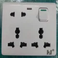 8-pin Multi socket double 3 pin & 2 pin socket MK size universal plug socket 13A 6 pin Plat & round. 