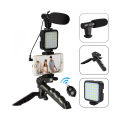 AY-49 Remote Control Vlogging Video Making Kits Microphone LED Fill Light Mini Tripod.