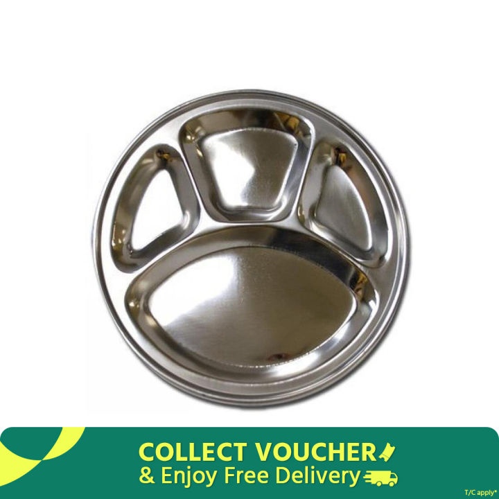 Divided Plate/ Stainless Steel Plate/ Divided Plate 4 Section -(Diameter-31cm)