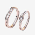 Version Zircon Royal Diamond Cut Silver Couple Rings For Valentines Gift.