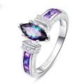 Bague Ringen Trendy Ring For Women With Rainbow Stone Artificial Topaz Fashion Jewelry Party Fine Female Gift Size 6-10.