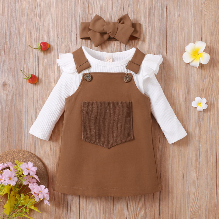Baby%20Girl%20Tops,%20Suspender%20Skirt,%20Headband%20Suit,%20Long%20Sleeve%20Round%20Neck%20Ruffle%20Crotch%20Button%20Front%20Pocket%20Dress%20-%20Image%203