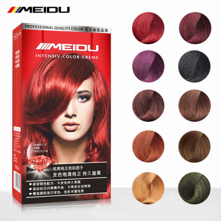 【Exclusive Discount】 MEIDU Professional Use Colour Cream Golden Brown Red Purple Hair Color Dye Cream Natural Permanent Hair Dye with Peroxide Gream