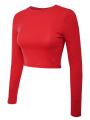 Ladies Long Sleeve Crop Top Rib fabric.