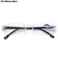 Luxury Diamond Cut Reading Glasses Men Rimless Anti Blue Light Eyeglasses Ladies Plus Prescription Eyewear Diopter 1.0 To +4.0. 