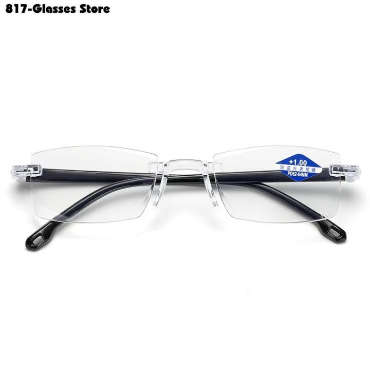 Luxury%20Diamond%20Cut%20Reading%20Glasses%20Men%20Rimless%20Anti%20Blue%20Light%20Eyeglasses%20Ladies%20Plus%20Prescription%20Eyewear%20Diopter%201.0%20To%20+4.0%20-%20Image%205