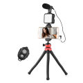 Jumpflash KIT-04LM Vlogging Kit Smartphone Video Rig Kit Includes 1 LED Light 1 Tripod 1 Microphone 1 Phone Holder 1 Re-mote Control for Photography Recording.