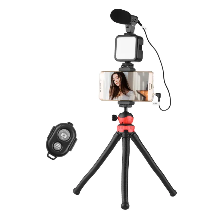 Jumpflash%20KIT-04LM%20Vlogging%20Kit%20Smartphone%20Video%20Rig%20Kit%20Includes%201%20LED%20Light%201%20Tripod%201%20Microphone%201%20Phone%20Holder%201%20Re-mote%20Control%20for%20Photography%20Recording%20-%20Image%202