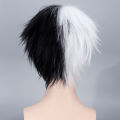 Cos Gift Anime Danganronpa Monokuma Wig Cosplay Costume Dangan Ronpa Men Women Short White Black Synthetic Hair Halloween Wigs. 