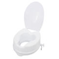 Raised Toilet Seat with Lid 300 Lbs Heavy Duty Elevated Toilet Seat with Tightening Clamps Raised Toilet Seats for Most Elongated Toilets (White, 6 Inches).