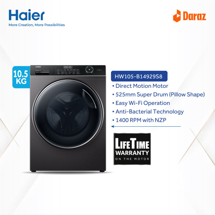 Haier 10.5 KG Front Loading Washing Machine/525 drum/steam wash/DD motor/wifi (HW105-B14959S8U1)