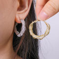 Stainless Steel Twisted Hollow Circle Versatile Simple Earrings Jewelry Bride Wedding Engagement Gift. 