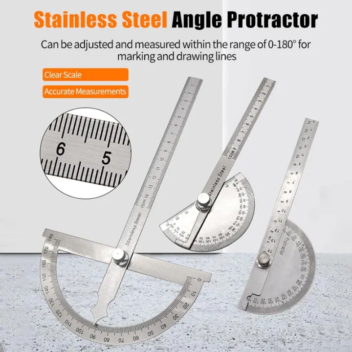 【Lejia】1PC Degree Protractor Metal Ruler Angle Meter Stainless Steel ...
