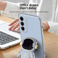 Tokifu For Samsung Galaxy A05s Back Cover With Astronaut Folding Holder Luxury 6D Plating Case Soft Silicone Bracket Phone Cases. 