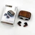 New Design M35 Tws True Wireless Earbuds Stylish Wood Design Stereo Bluetooth Earphone Touch Contorl Large Led Screen Waterproof Headphones With Mic - Bluetooth Headphone. 