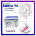 Multifunction Rechargeable Table fan Wall mount AC/DC Fan with LED Light. 