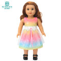 Doll Clothes for 43 cm new born doll and American doll accessories fashionable gauze dress, bow dress. 