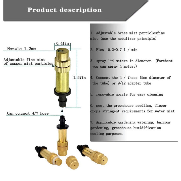 Migeet%205%20pcs%20Adjustable%20Sprayer%20Brass%20Atomizing%20Nozzle,%20Drip%20Irrigation%20Sprinkler,%20Garden%20Cooling%204%20/%207%20capillary%20for%20Mini%20Drip%20Garden%20Watering%20Irrigation%20Spray%20-%20Image%204