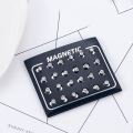 【Shop the Latest Trends】 12Pairs/Set Unisex Rhinestone Inlaid Magnetic Stud Earrings Non Piercing Jewelry.