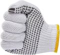 3 Pair Knitted And PVC Black Dotted Working Hand Gloves. For Construction, Workshop, Household, Materials Handling Etc. 