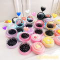 Cute Cartoon Folding Air Cushion Comb with Mirror Compact Pocket Comb Portable Travel Hair Brush Cosmetic Mirror Head Massager. 