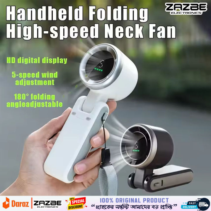 Turbo Fan HandheldRechargeable Fan Portable Mini Hand Fan USB Rechargeable Foldable Hanging Neck Fan 3600mAh USB Mini Portable Small Turbo Fan