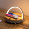 Wireless Charger Bluetooth Speaker Wooden Table Lamp High Power Mobile Phone Stand for IPhone 13 Wireless Charger Lamp Speaker.