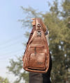 Men's Crossbody Messenger Bag in Brown Black Coffee PU Leather | 9.7-Inch for Business & Travel | Cross Bag, Shoulder Bag, Backside Bag, Shoulder Strap Bag, Rider Bag. 
