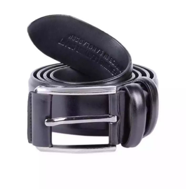 Black Leather Formal Belt For Men