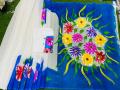 Ready Made Hand Paint Half Silk Sharee and Half Silk Panjabi For Combo Couple Dress. 