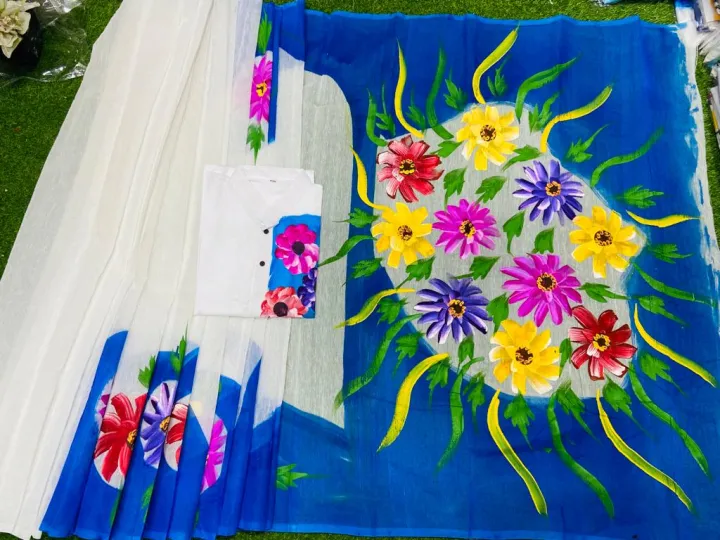 Ready%20Made%20Hand%20Paint%20Half%20Silk%20Sharee%20and%20Half%20Silk%20Panjabi%20For%20Combo%20Couple%20Dress%20-%20Image%205