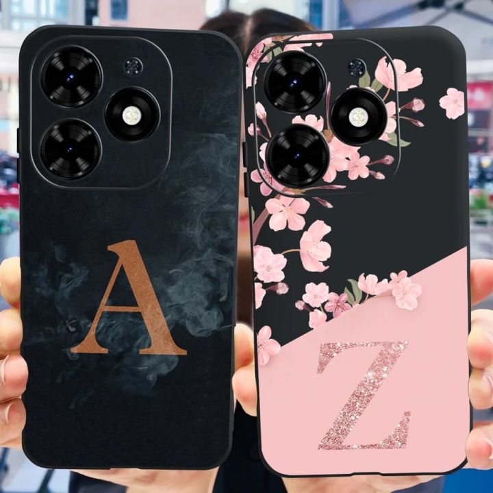 For Tecno Spark Go 2024 Case BG6 Luxury 26 Letters Cover Soft Silicone Phone Case For Tecno Spark Go 2024 Back Cover Full Bumper
