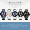 Men New CURREN Casual Sport Chronograph Men's Watch Stainless Steel Band Wristwatch Big Dial Quartz Clock With Luminous Pointers. 