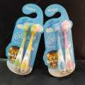Children's soft bristle toothbrush cartoon cute shape 3-9 years old baby 2pcs card set.