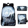 3D Animal Lion Wolf Backpack Boys Girls Waterproof Casual Backpack Streetwear Teenagers Laptop Backpack Bags.