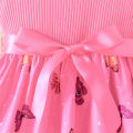 GC Kids Girls Cartoon Butterfly Pattern Dress Round Neck Cotton Ruffled Sleeve Dress Summer Basic Casual Outfits.