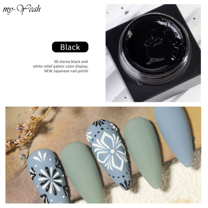 Myyeah%205ml%203D%20Painted%20Embossed%20Gel%20No-wash%20Black%20White%20Nail%20Art%20Plaster%20Nail%20Gypsum%20Drawing%20Gel%20Nail%20UV%20Gel%20DIY%20Makeup%20Tool%20-%20Image%206