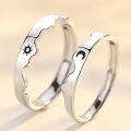Sun/Moon Lover Couple Rings- Simple Couple Opening Ring -2pcs- Wedding Engagement Promise Valentine's Day Jewelry. 