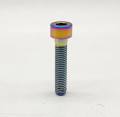 1pc Titanium Bolt M5x8 10 12 15 18 20 25 30 35 40 45 50mm Gr5 titanium screw ti bolt for bike mortorcycle rainow/golden/blue/black/ti silver color quality titianium bolts export to US and EU countries. 
