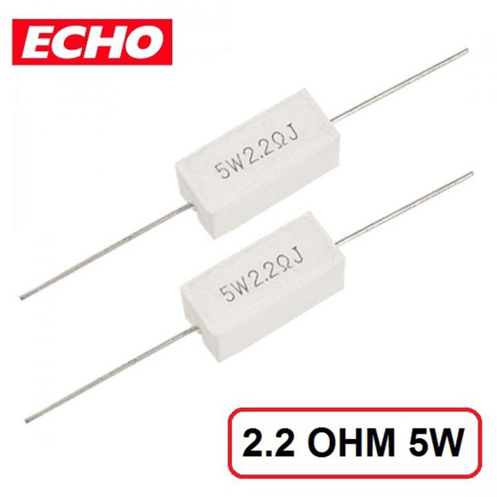 5pcs- 2.2 Ohm 5Watt 5% Ceramic Cement Resistor