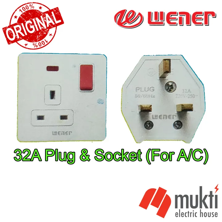 WENER%2032A%20Plug%20&%20Socket%20(For%20A/C)%203%20Pin%20Flat%20with%20Indicator%20Premium%20Quality%20High%20Load%20Electrical%20AC%20Power%20Connector%20-%20Image%202