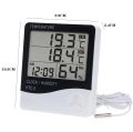 HTC 2 Digital LCD Temperature Meter Humidity Thermometer Hygrometer Home Weather Station Indoor Outdoor Probe Sensor with Alarm Clock HTC-2. 