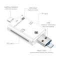 White Memory Card Reader Adapter OTG SD TF i-Flash Device HD For iPhone 12 IOS 14 Android. 