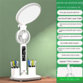 LED Clock Table Lamp Chargeable Dimmable Desk Lamp 4960Mah Fan Light. 