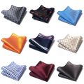 Mix Colors Great Quality Silk Gold Plaid Man's Independence Day Fit Group Pocket Square Handkerchiefs. 
