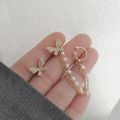 Cute Rhinestone Butterfly jewellery for women Stud Earrings/One Ear Clip Metal Chain. 