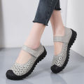 Summer breathable middle-aged and elderly women's shoes leather non-slip mom shoes casual elderly net shoes eye-catching single shoes women.